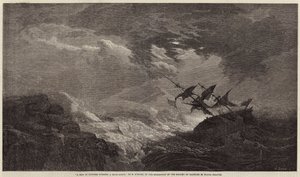 A Ship in Distress burning a Blue Light by Edward Duncan
